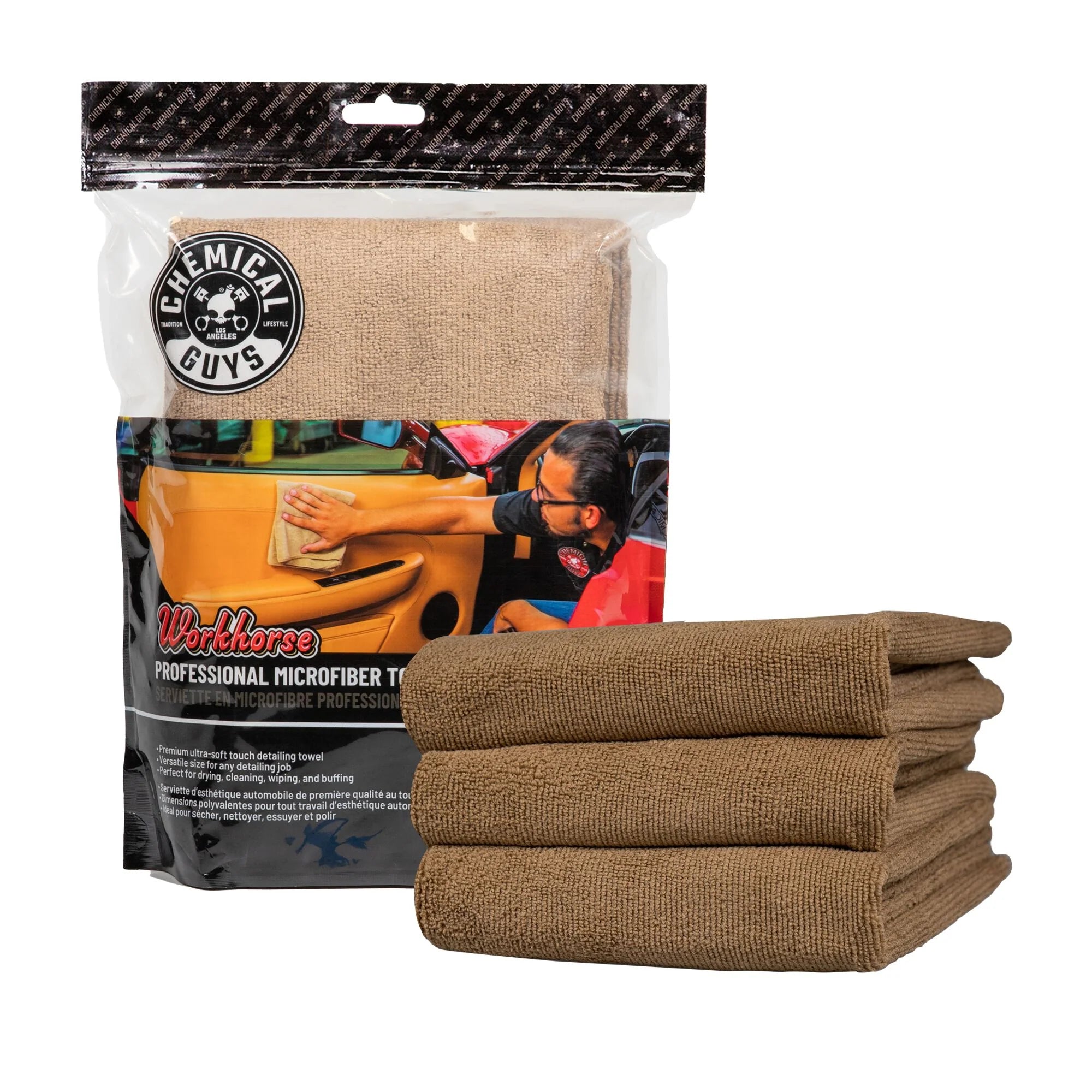 Chemical Guys Workhorse Professional Grade Microfiber Towel 3-Pack - Image 4