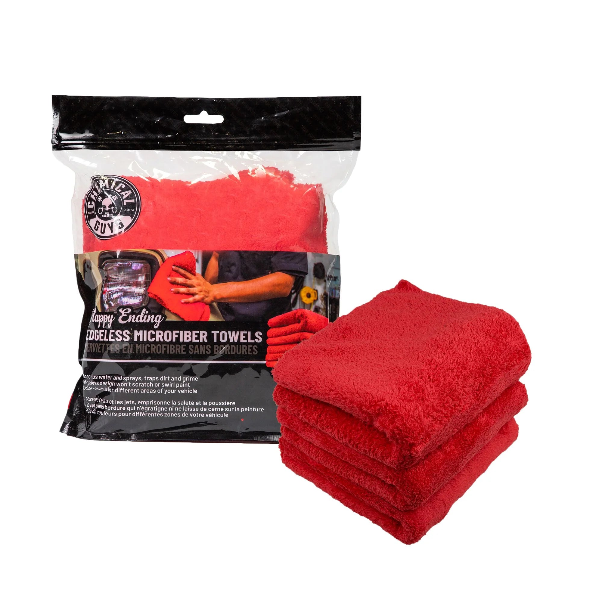 Chemical Guys Happy Ending Edgeless Microfiber Towel 3-Pack