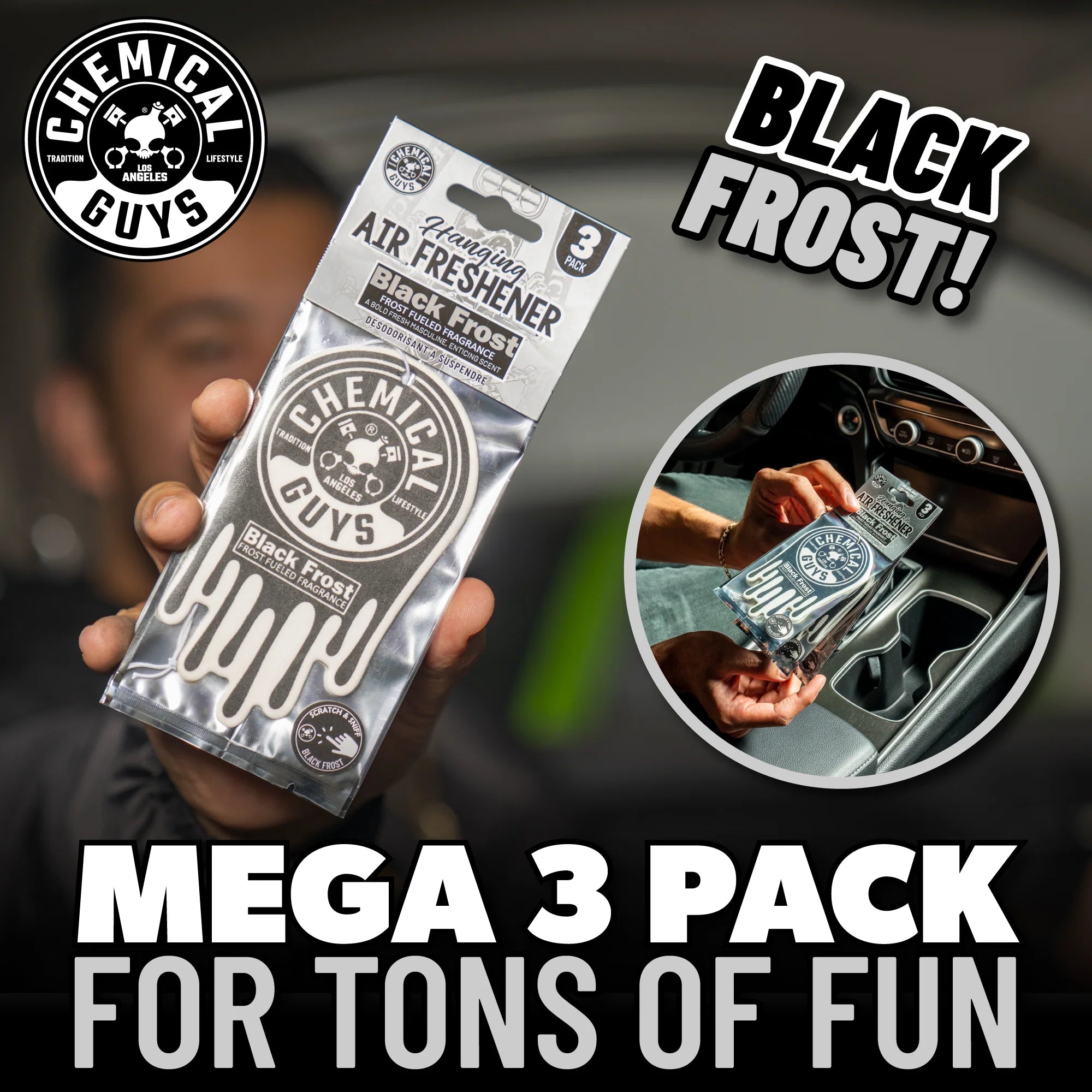 Chemical Guys Black Frost Hanging Air Freshener Pack - Image 3
