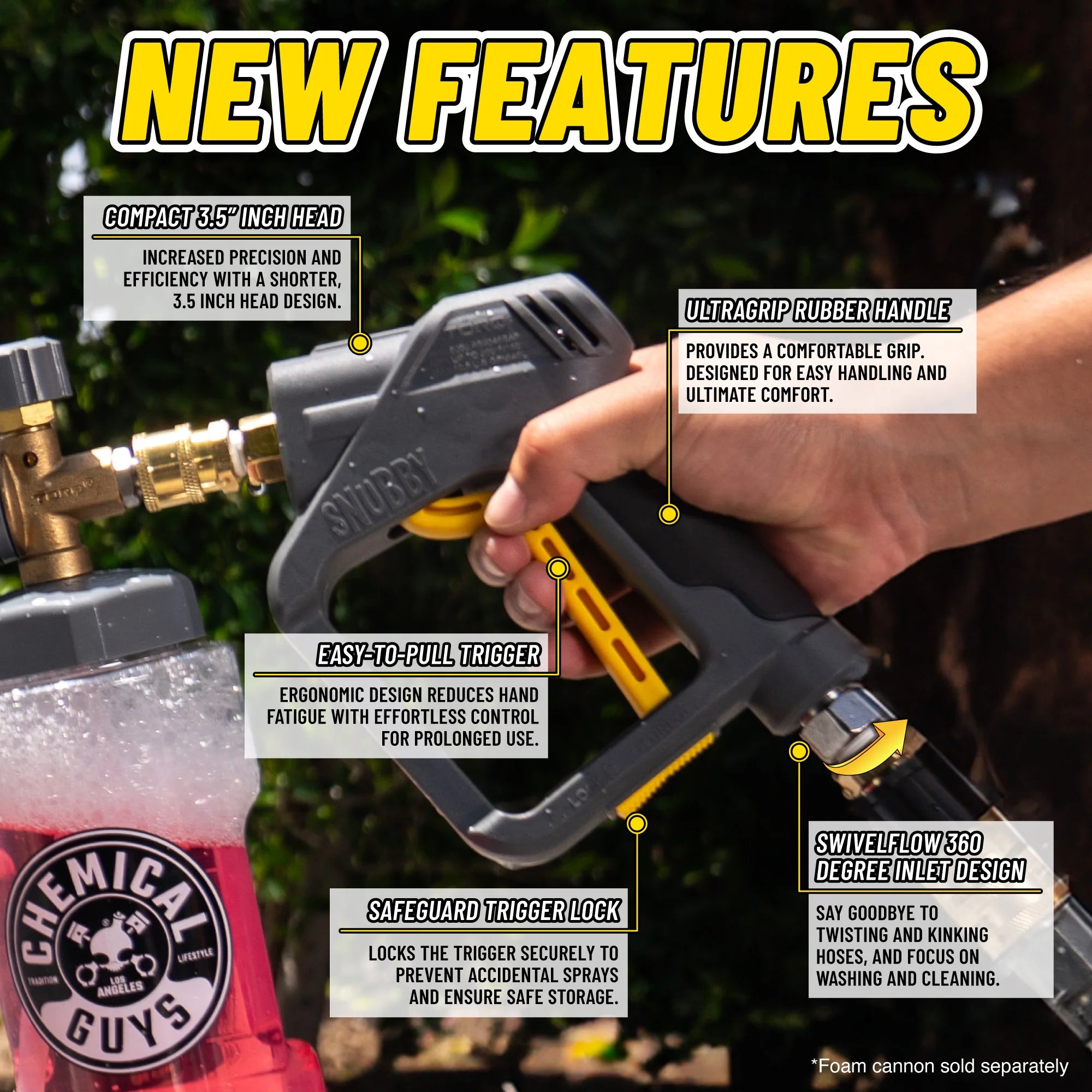 Chemical Guys TORQ Snubby Pressure Washer Gun - Foam Cannon Attachment - Image 4