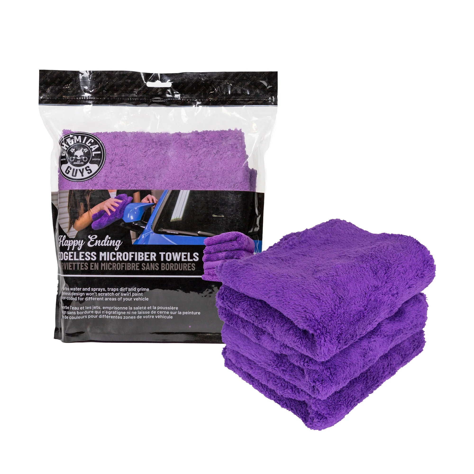 Chemical Guys Happy Ending Edgeless Microfiber Towel 3-Pack - Image 4