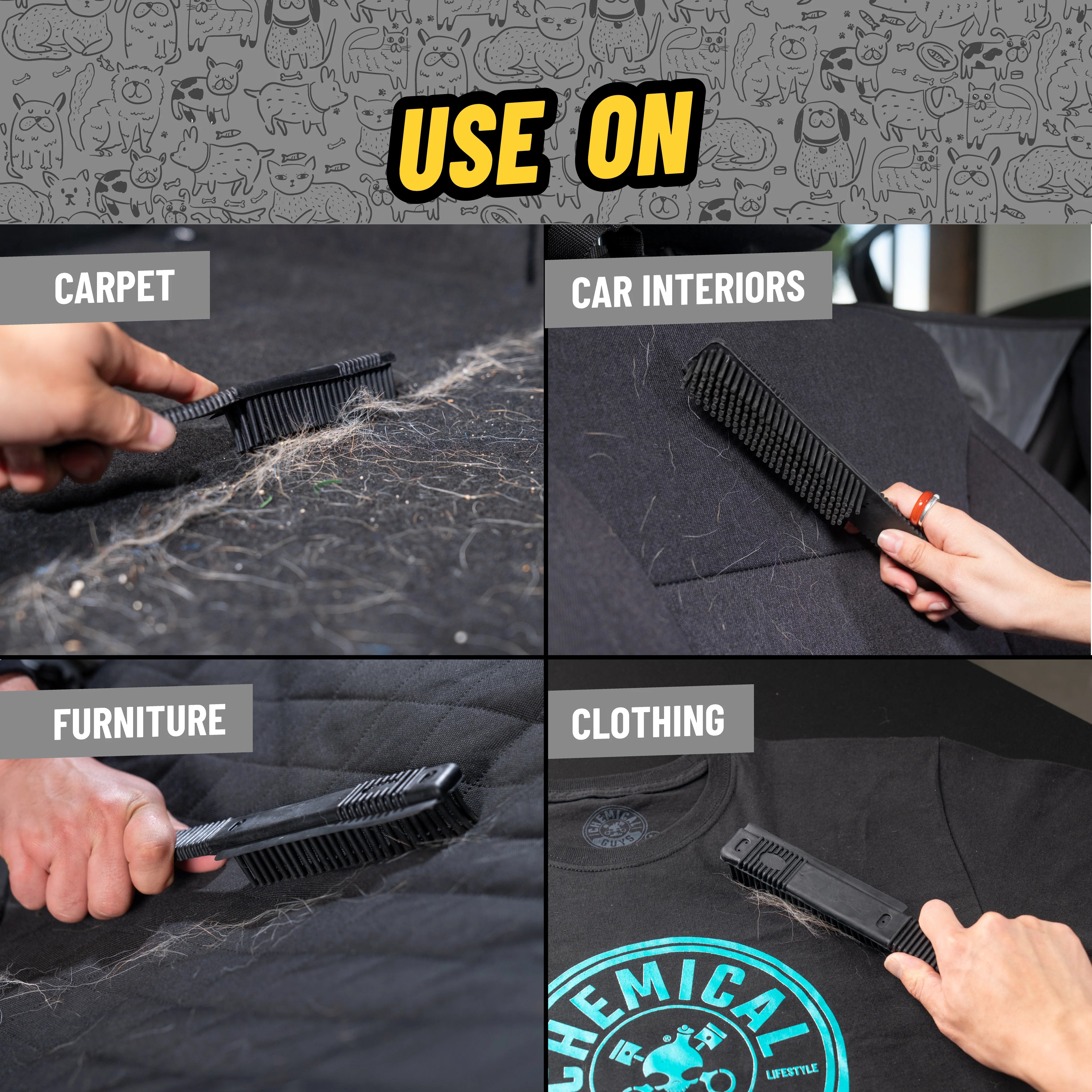 Chemical Guys Professional Rubber Pet Hair Removal Brush - Image 3