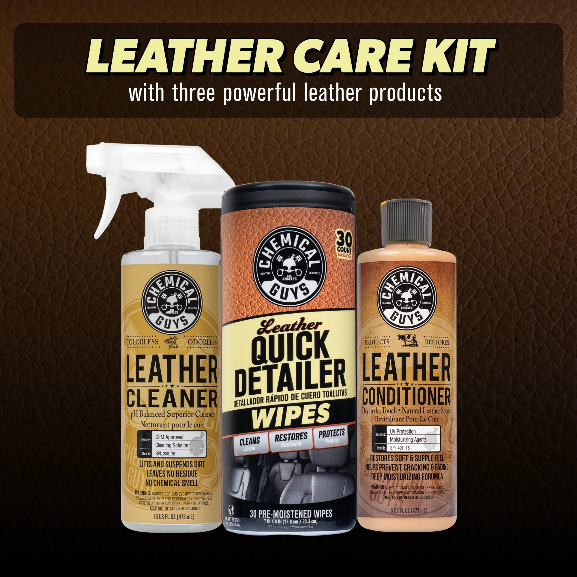 Chemical Guys Clean, Condition, & Maintain Leather Care Kit - Image 3