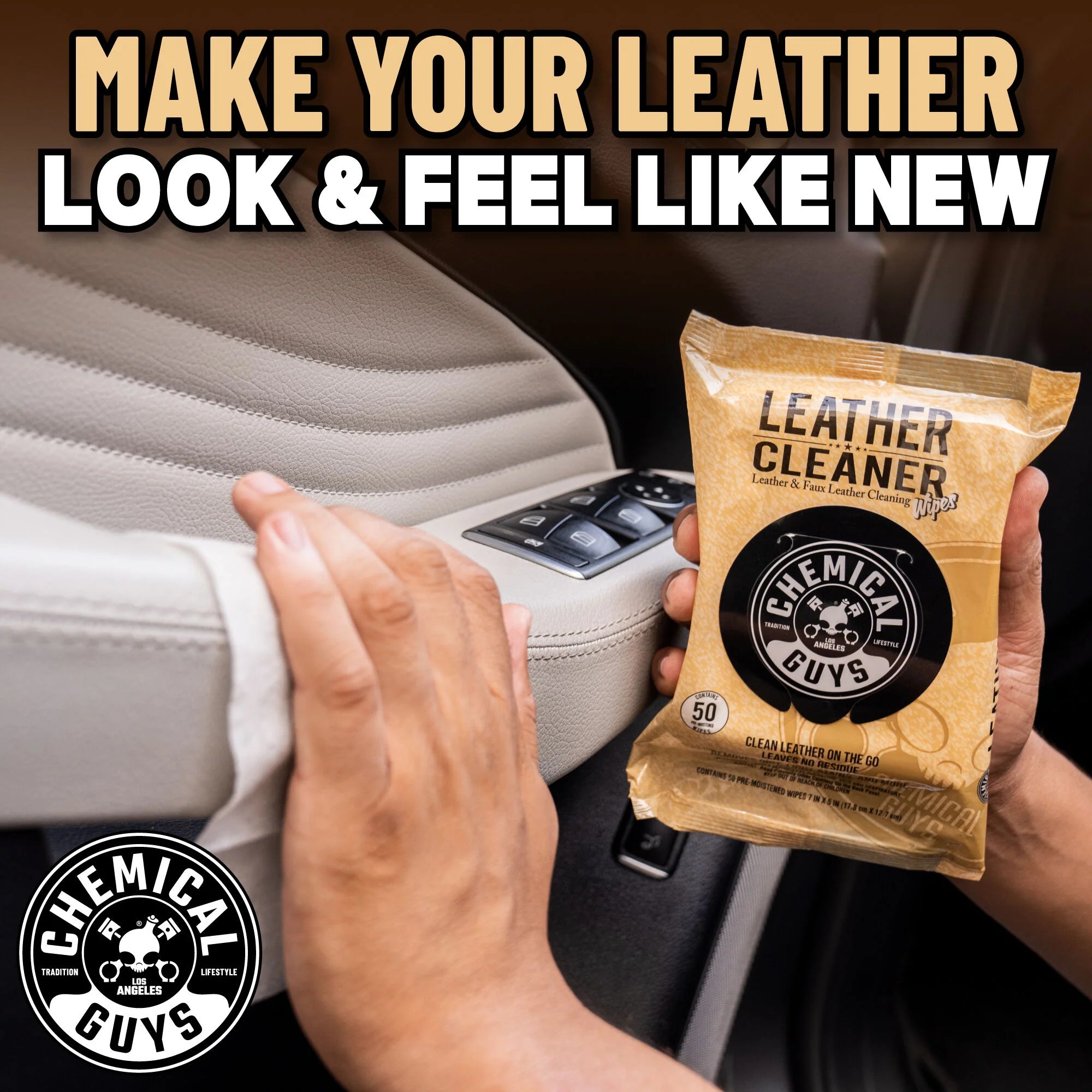 Chemical Guys Leather Cleaner Wipes - Image 4