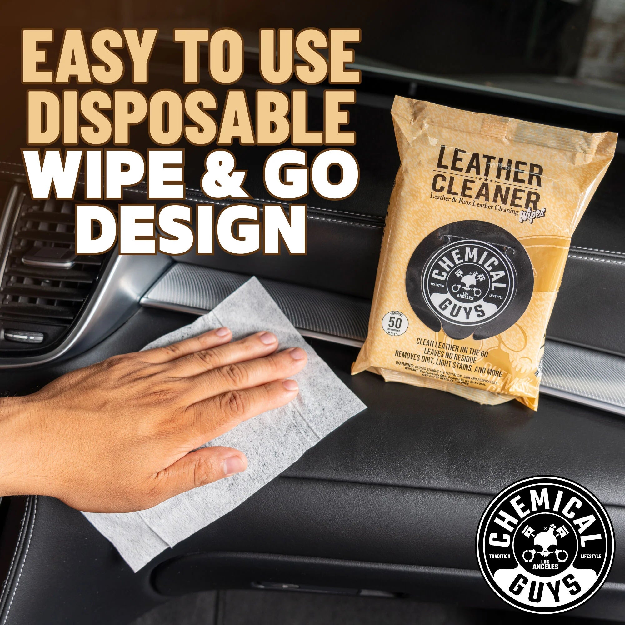 Chemical Guys Leather Cleaner Wipes - Image 13