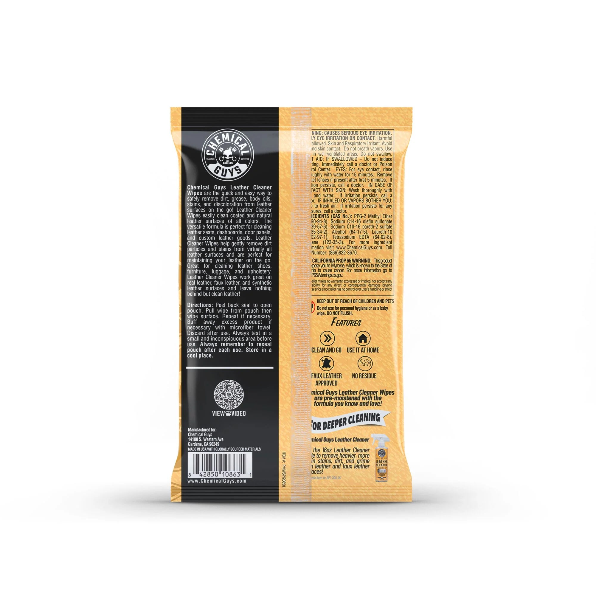 Chemical Guys Leather Cleaner Wipes - Image 14