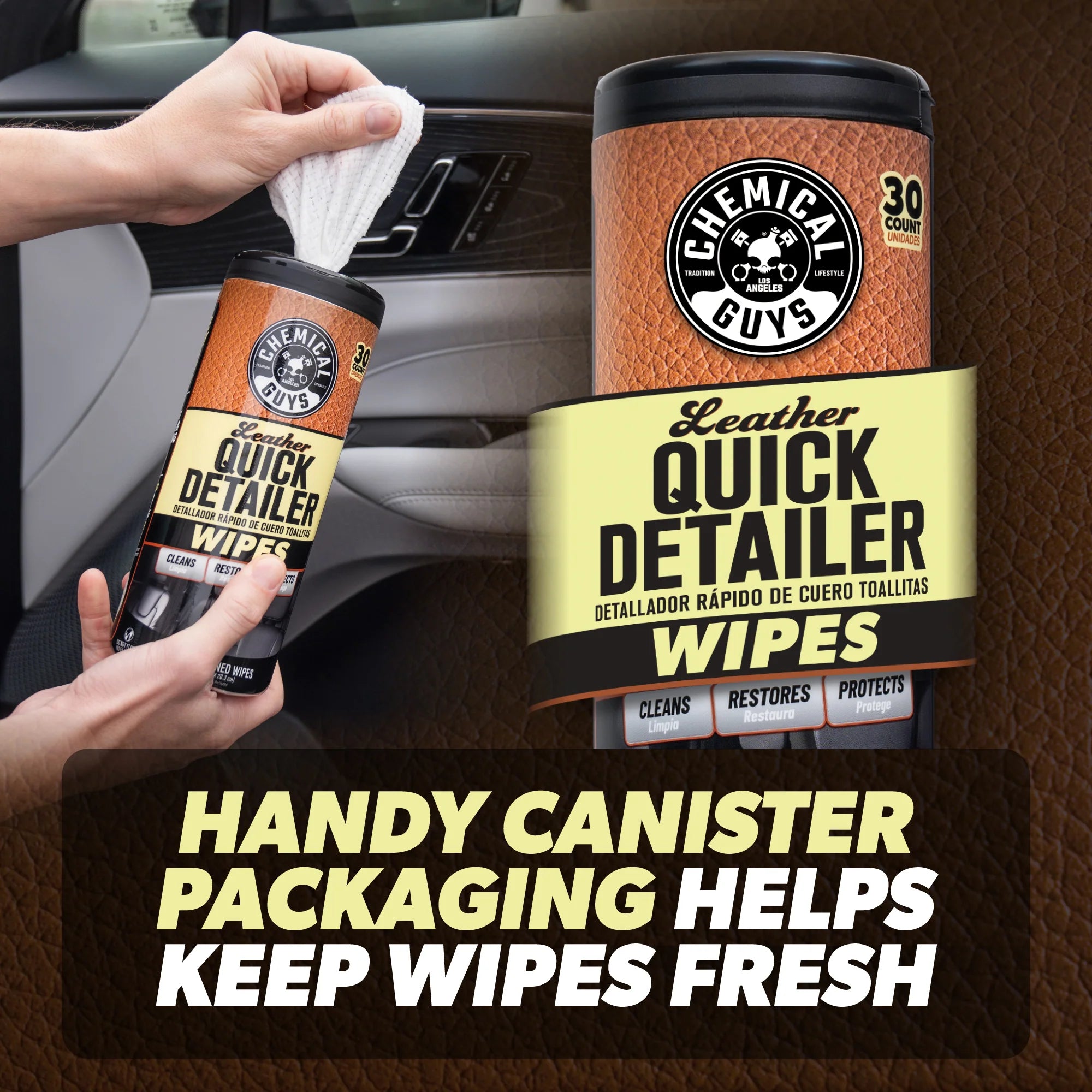 Chemical Guys Leather Quick Detailer Canister Wipes - Image 7