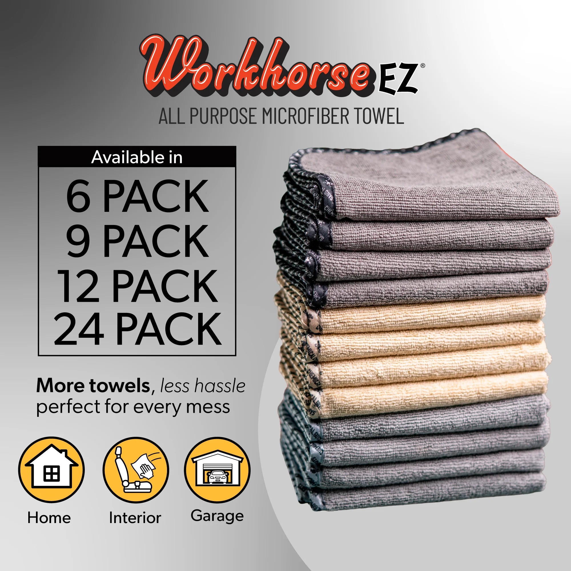 Chemical Guys Multi-Colored Workhorse EZ All-Purpose Microfiber Towels - Image 10