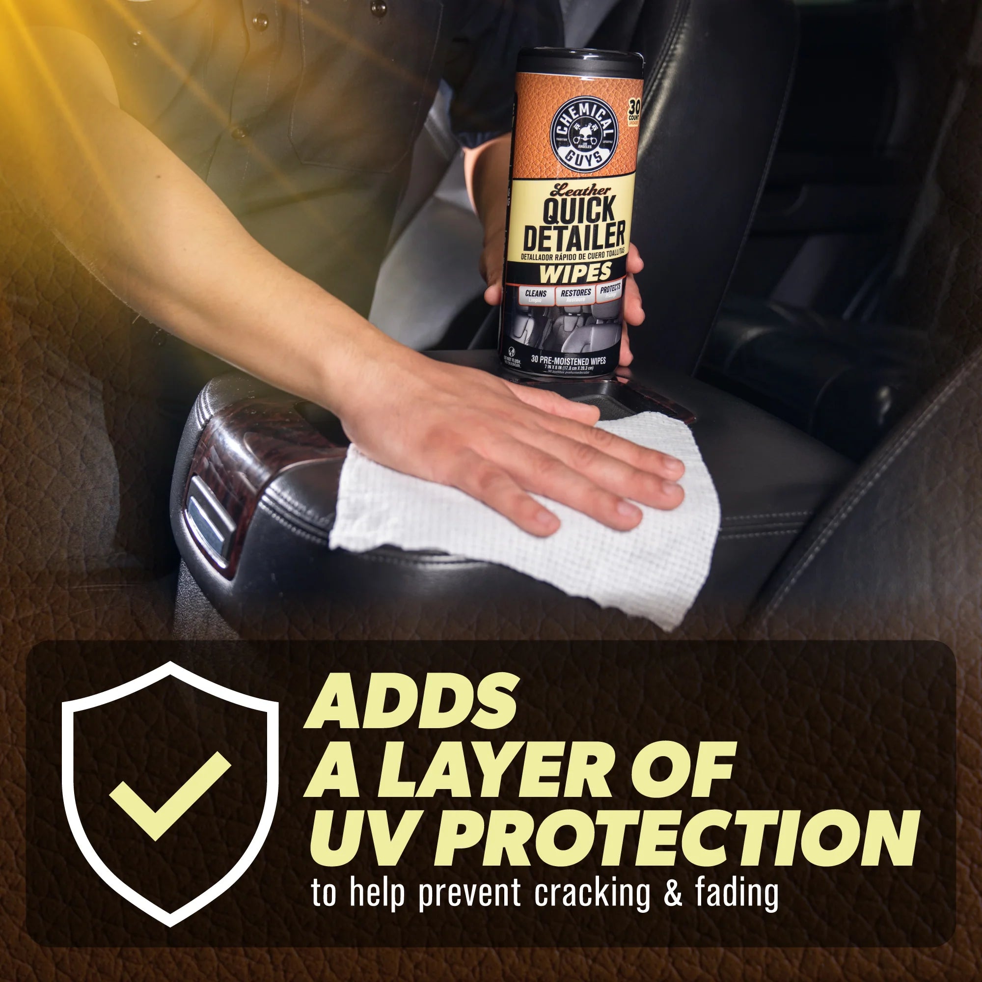 Chemical Guys Leather Quick Detailer Canister Wipes - Image 4