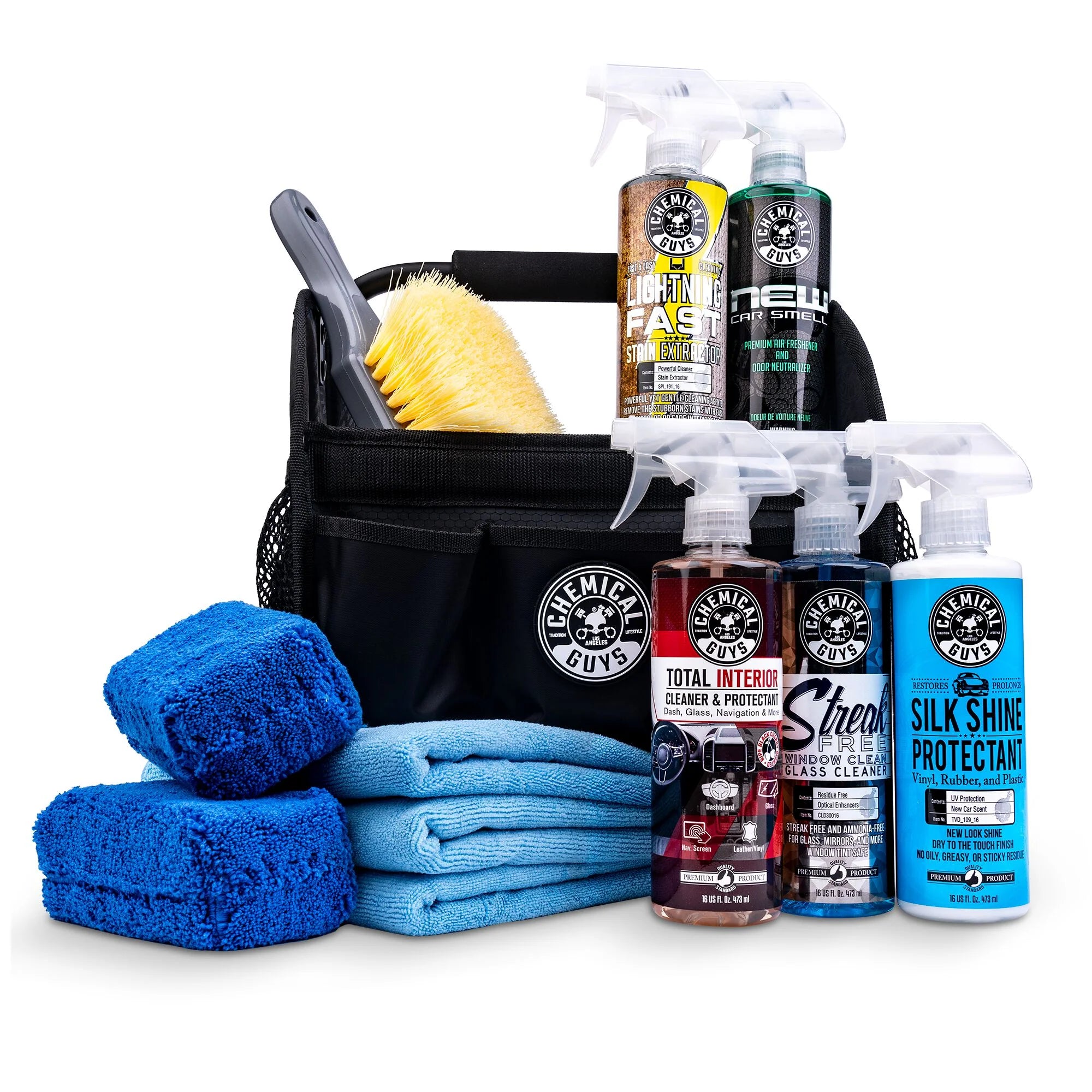 Chemical Guys Fabric Interior Cabin & Glass Cleaner Deluxe Kit w/Organizer Caddy