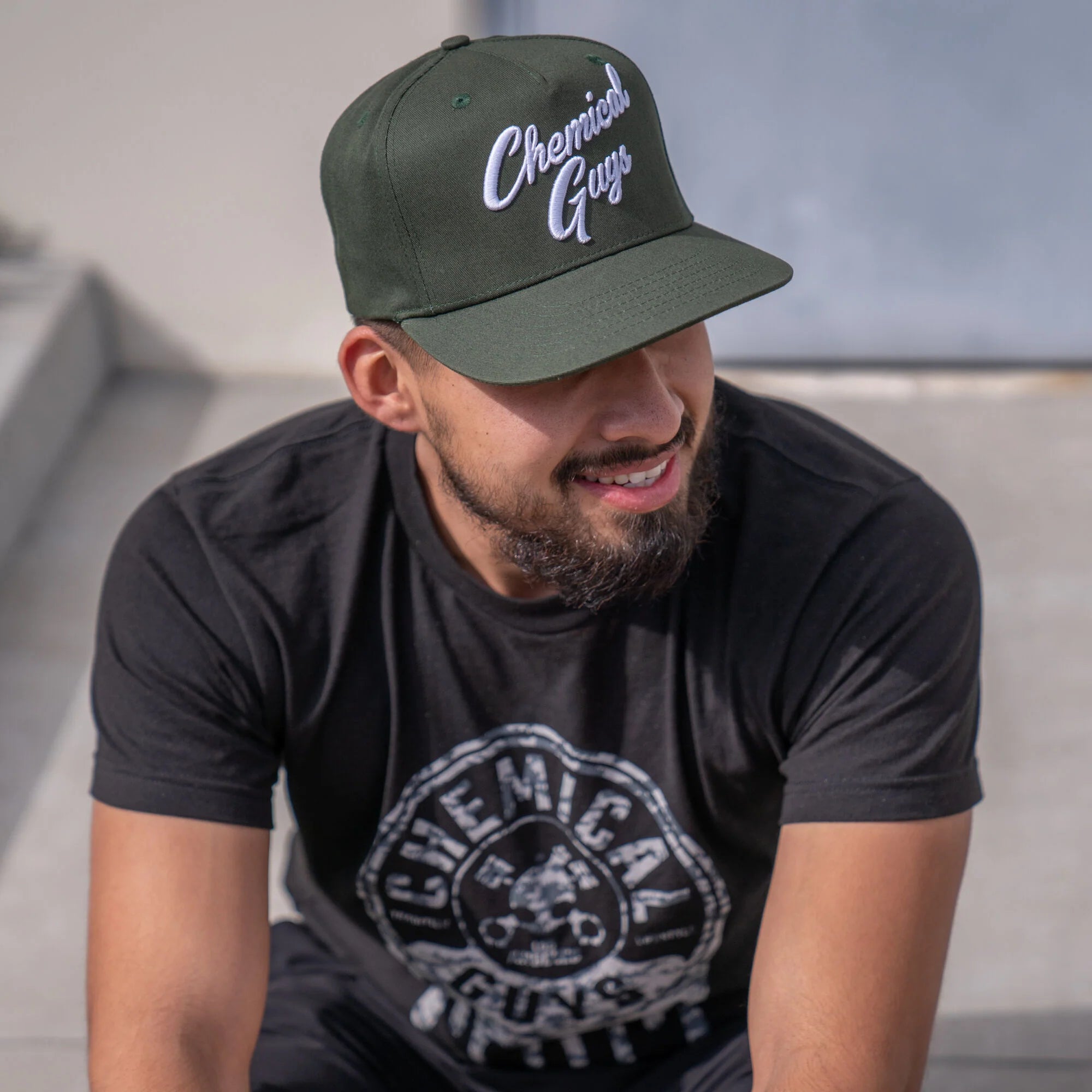 Chemical Guys Snap-It-Back Olive Green Script Hat - Image 3